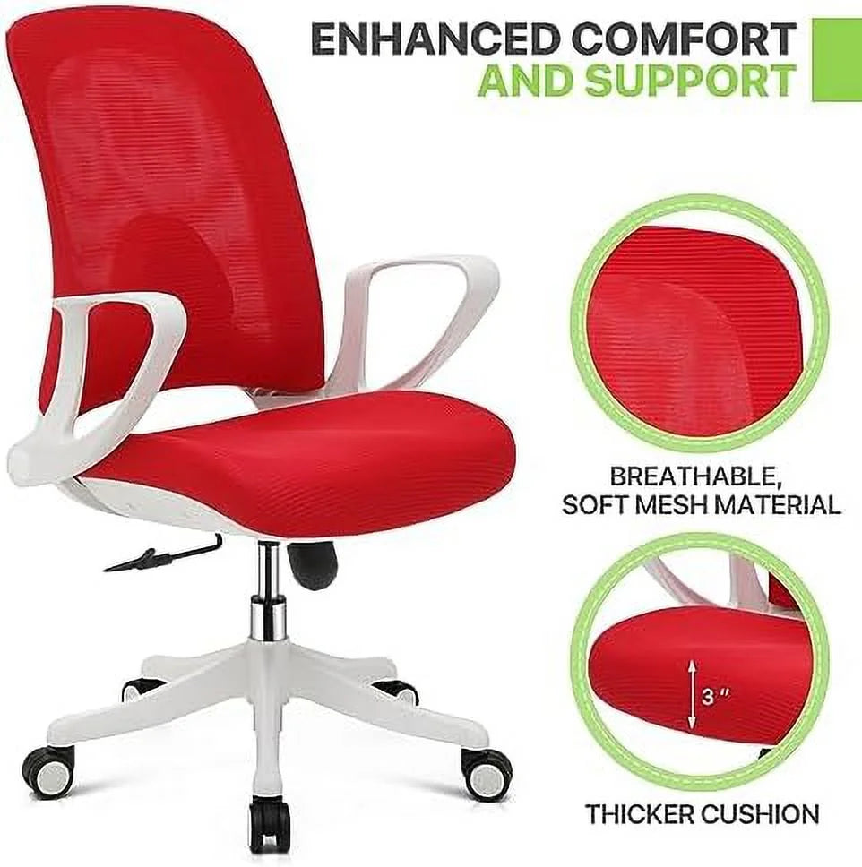 Red Mid-Back Mesh Ergonomic Office Chair L771492