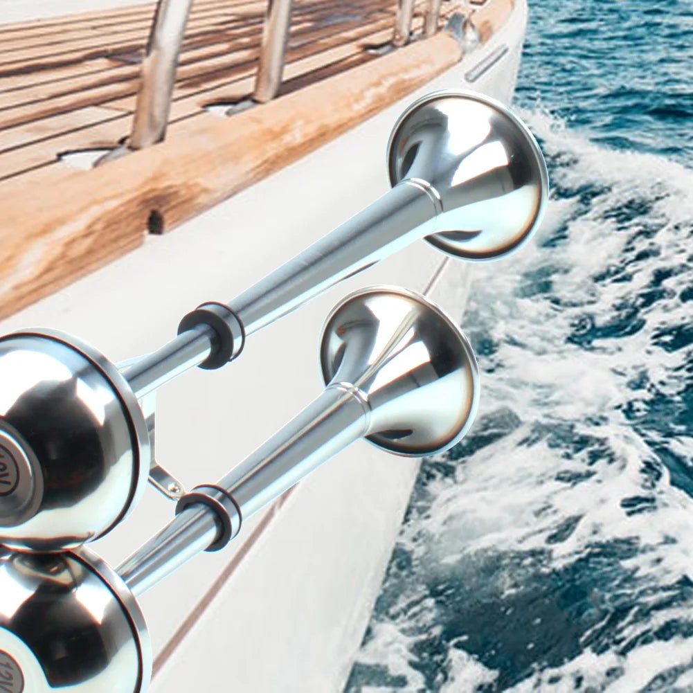 Waterproof Stainless Steel Dual Trumpet Electric Boat Horn H294