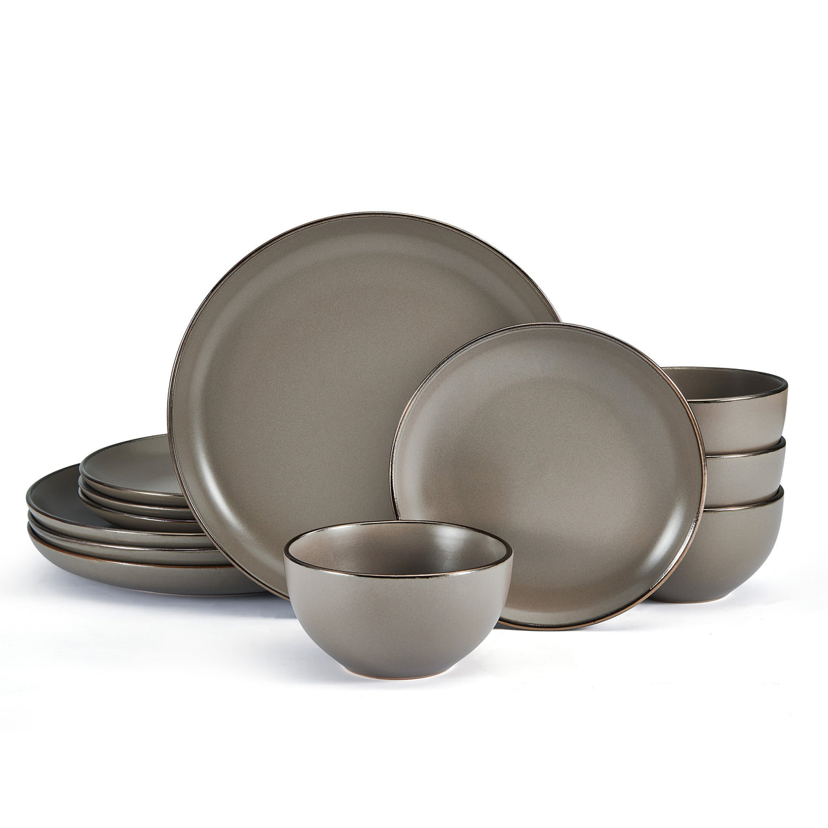 12-piece Stoneware Dinnerware set in Gray Y893551