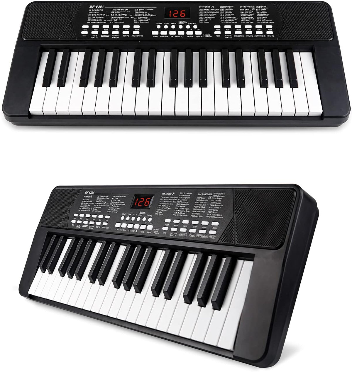 Black Pack of 2 Portable Electronic Piano Keyboard R260