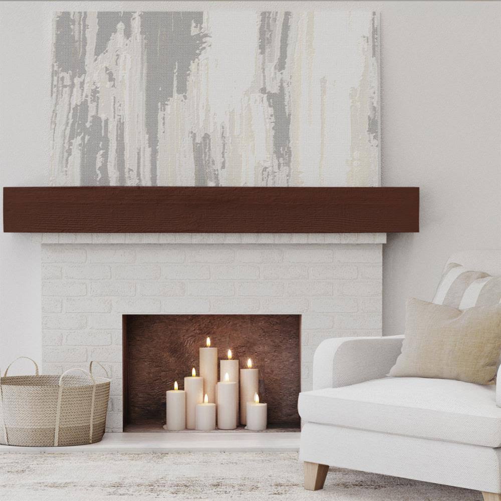 Rough Sawn Faux Wood Fireplace Mantel, Natural Pecan D15899