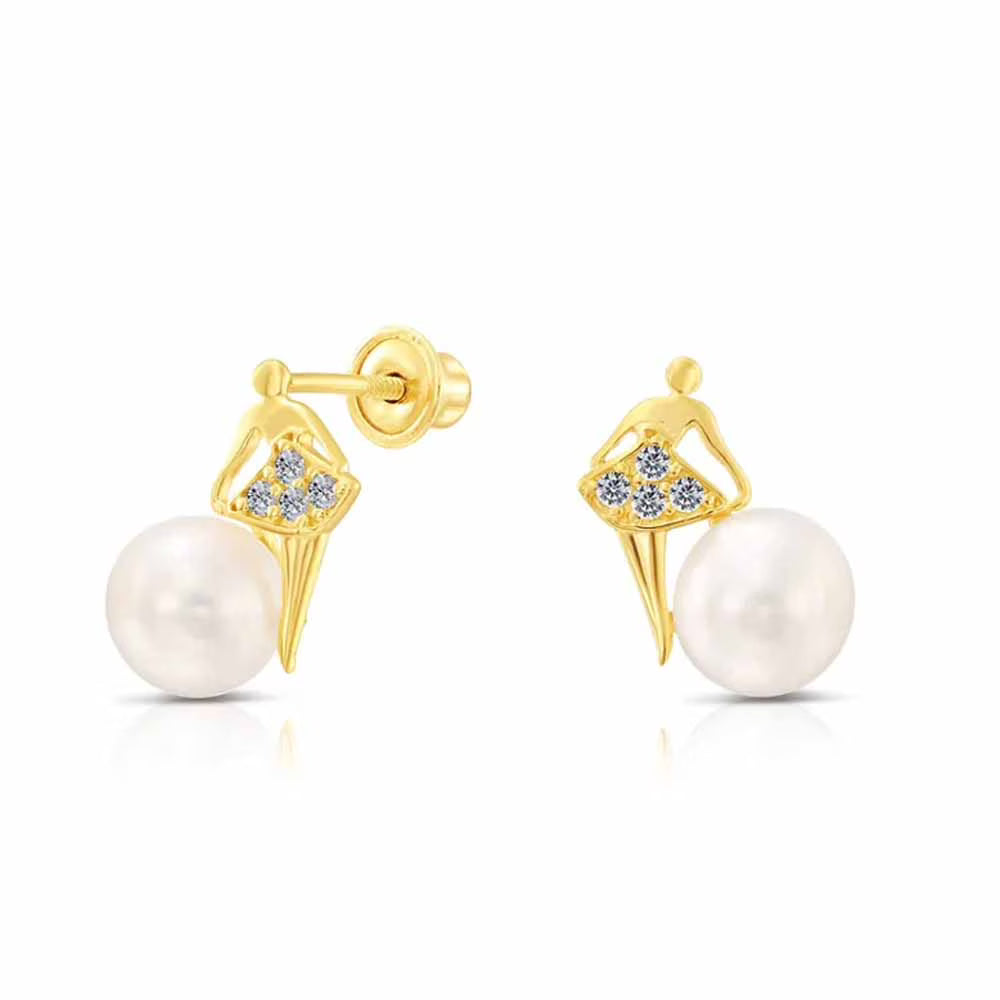 10k Yellow Gold Freshwater Pearl Stud Earrings R8669
