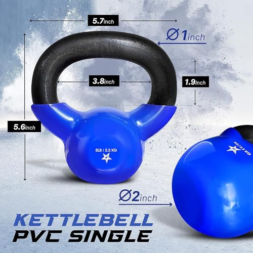 5-100 LB Vinyl Coated Cast Iron Kettlebells N303647
