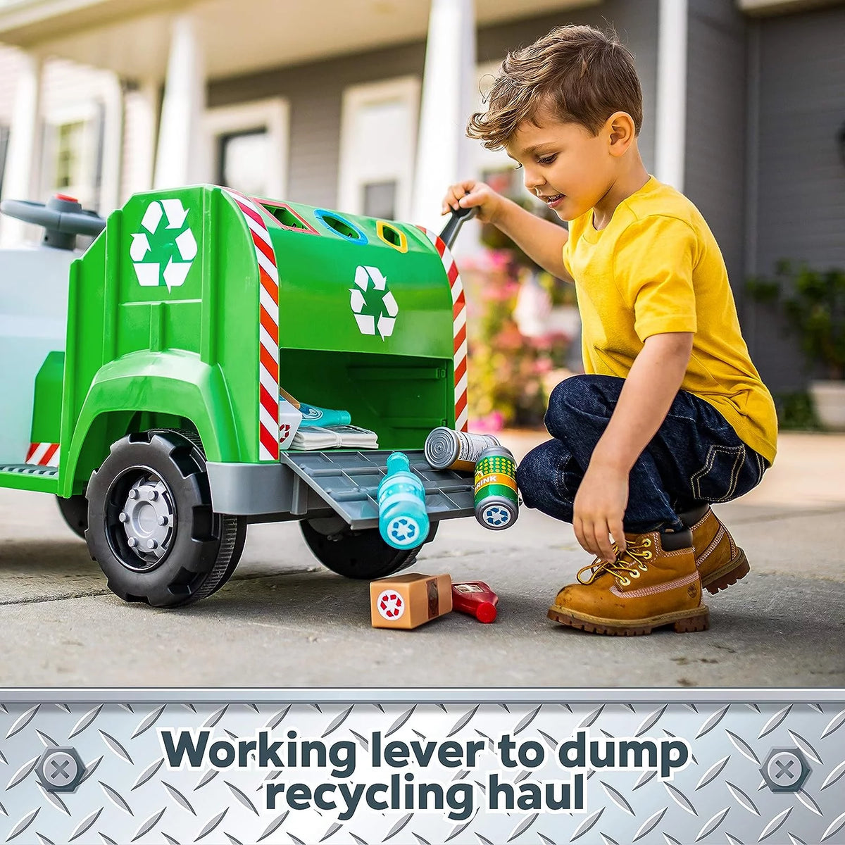 Toddler Recycling Truck Ride On Toy with 6 Volt Battery and Charger Y495
