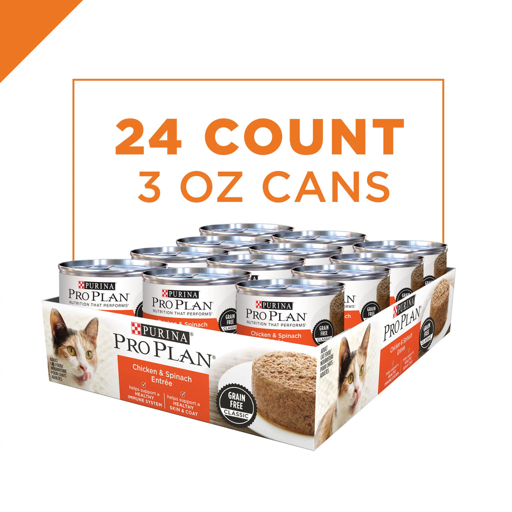 Chicken & Spinach Entree Canned Wet Cat Food, 3 oz. Can W785787