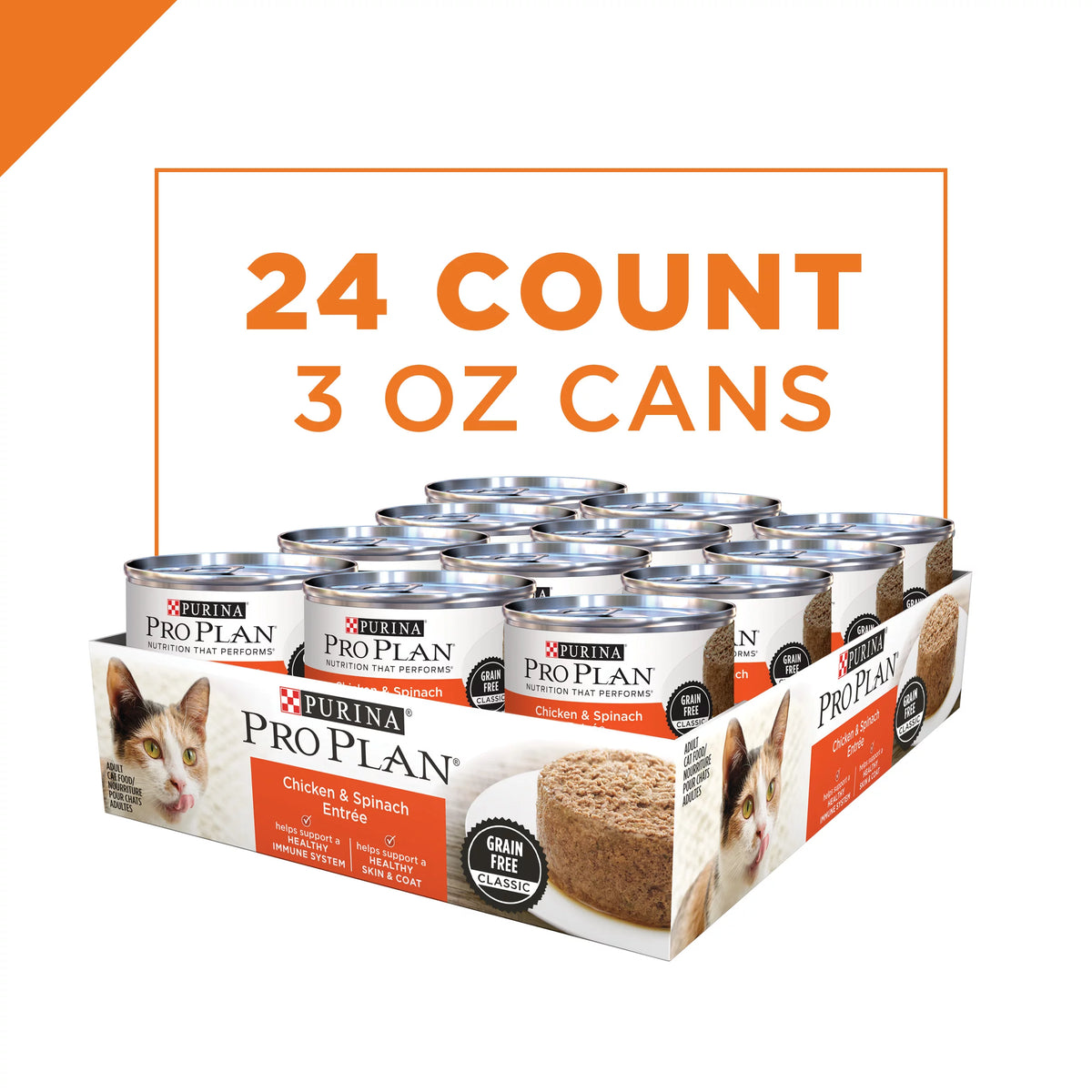Chicken & Spinach Entree Canned Wet Cat Food, 3 oz. Can W785787