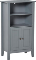 Dark Grey Bathroom Cabinet with 2-Tier Shelves and Double Door Q36021