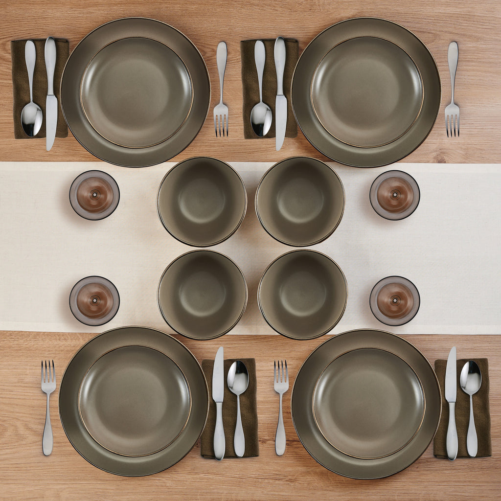 12-piece Stoneware Dinnerware set in Gray Y893551