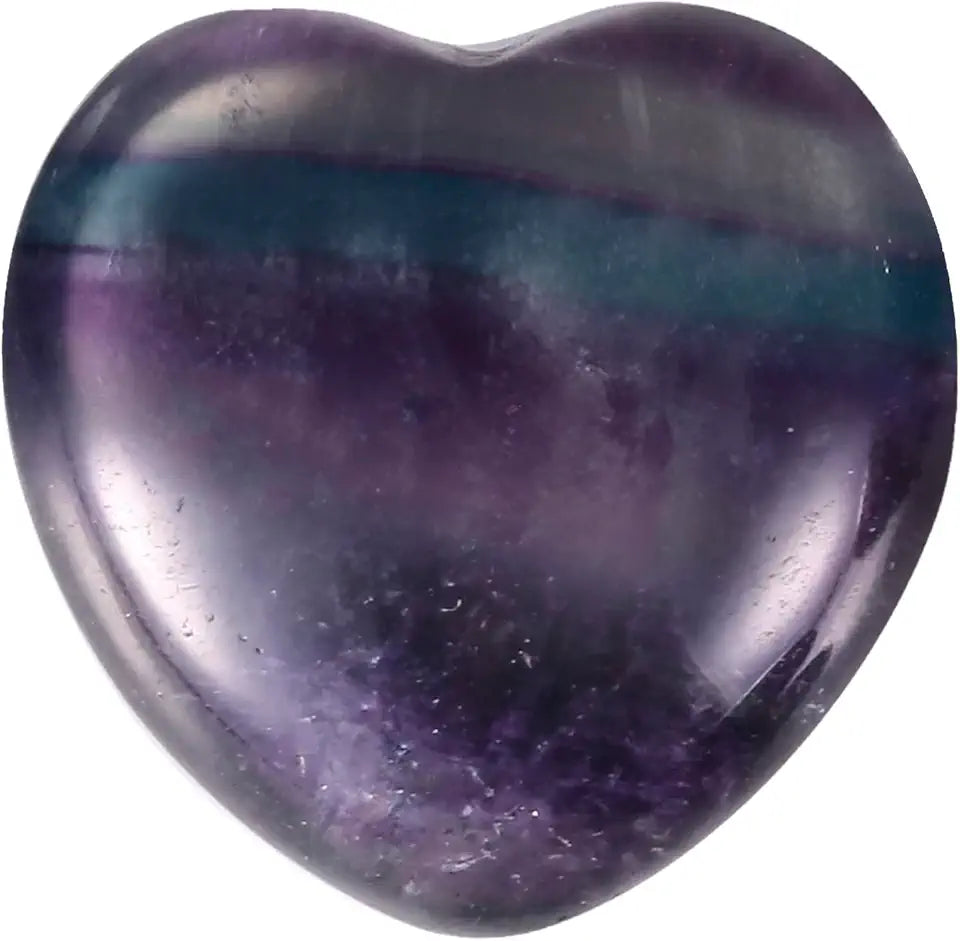 Fluorite Carved Heart Pocket Stone, Pack of 10 (0.8") G7567