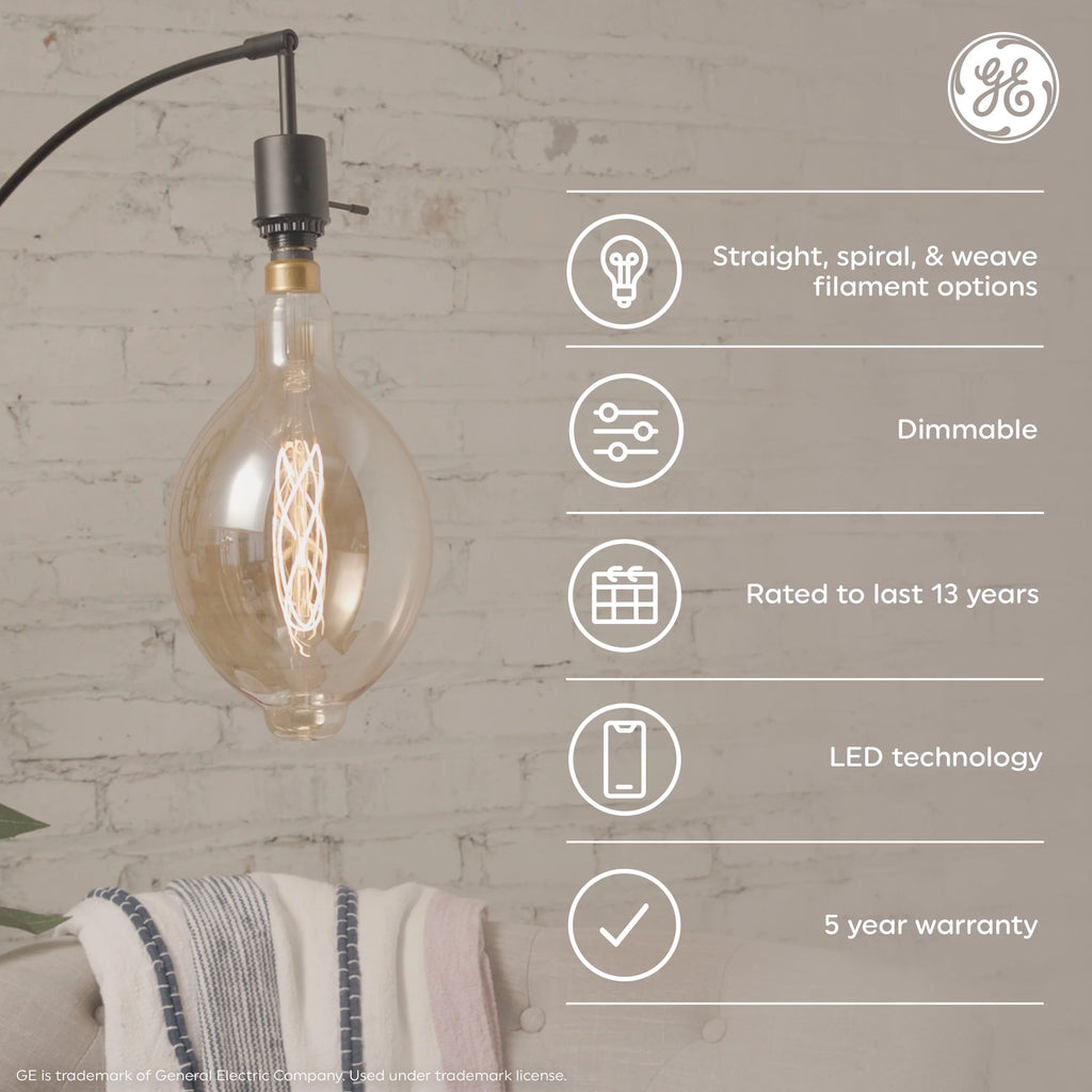 Vintage Style LED Edison Light Bulbs, Clear Glass, 2pk O57918