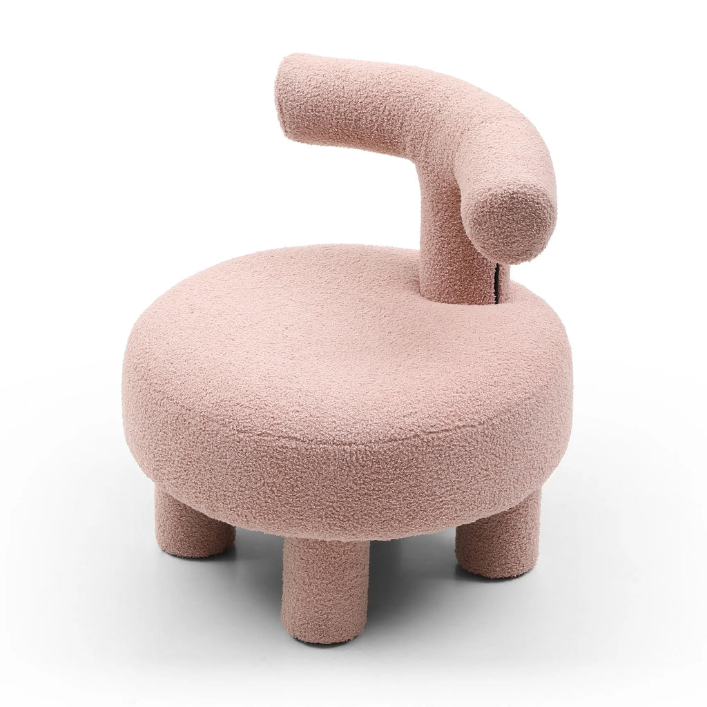 Sherpa Fabric Upholstered Ottoman Pouf E12112