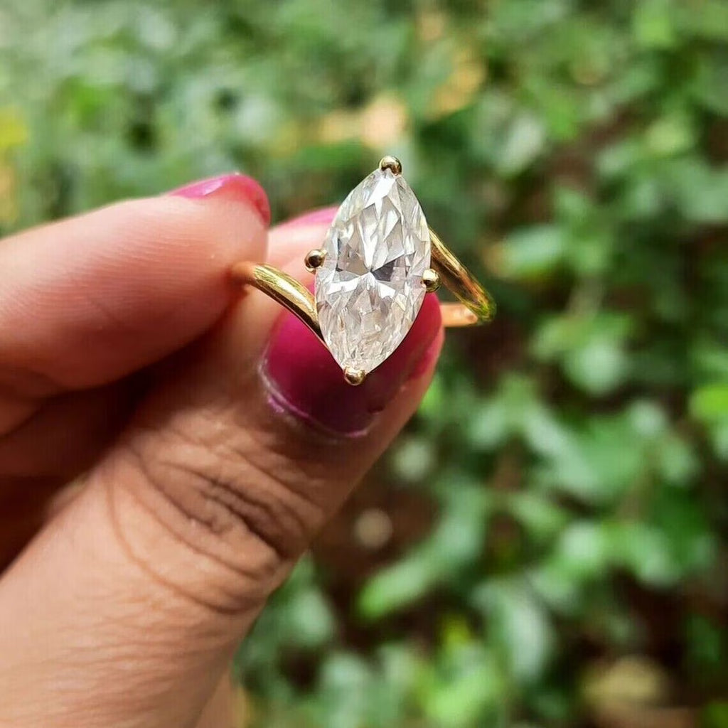 2Ct Marquise Cut Moissanite Solitaire Engagement Ring R977