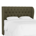 Full Tufted Wingback Headboard Velvet Loden N431405
