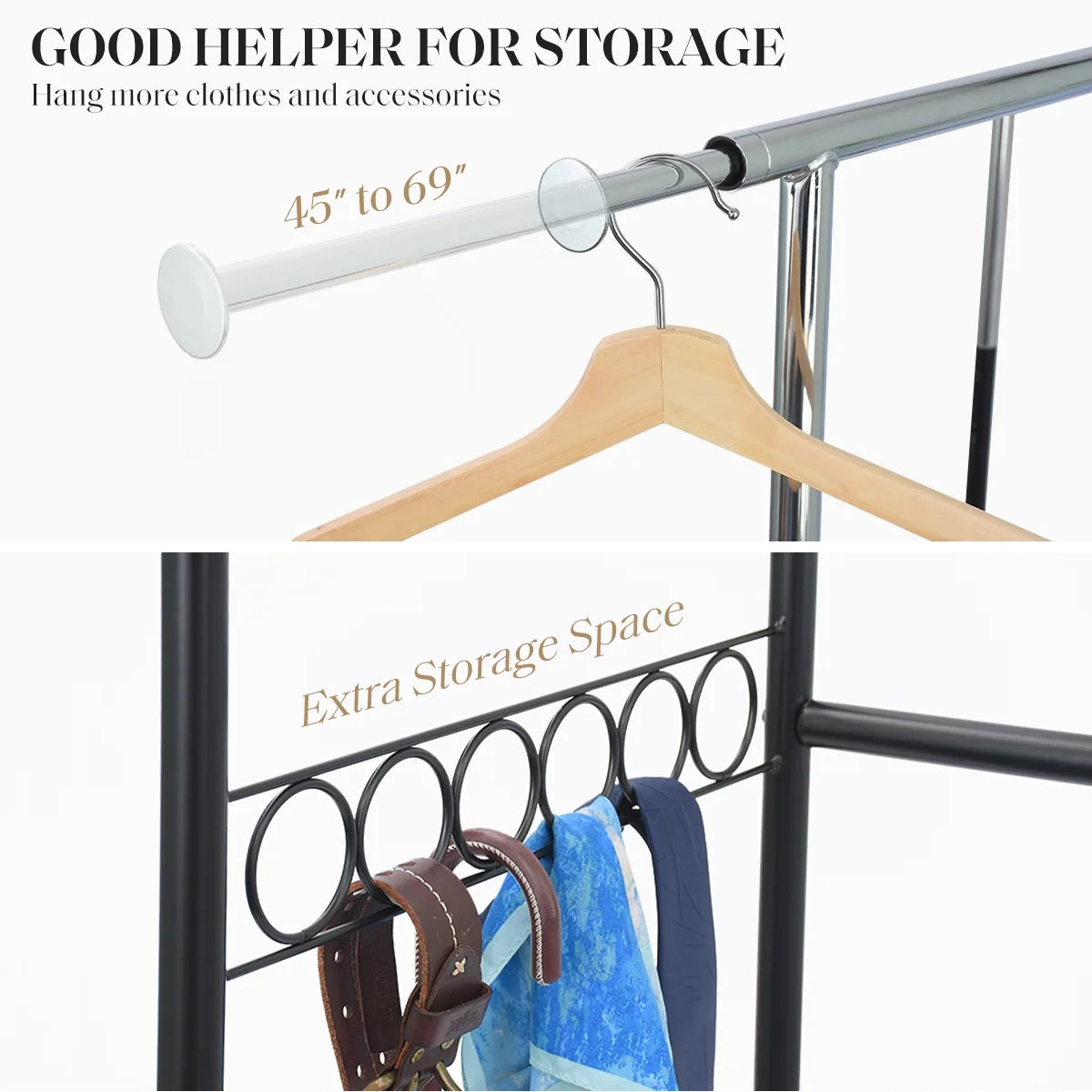 Heavy Duty Double Rails Garment Rack with Wheels Z81223