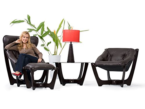 Black Leather Chair and Ottoman B9369