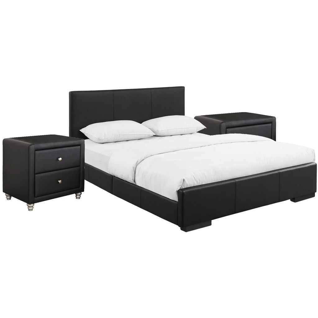 Black Queen Upholstered Platform Bedroom Set J774