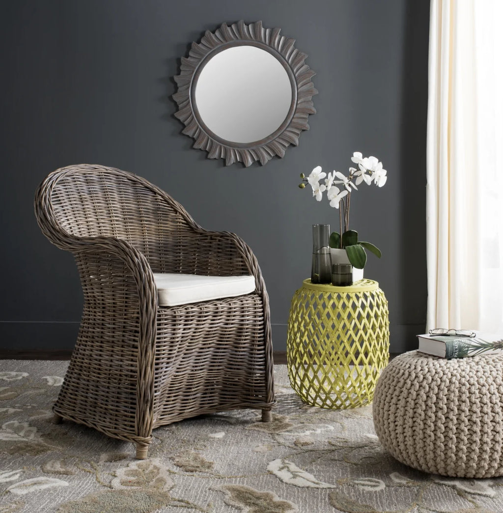 Grey Wicker Outdoor Club Chair H617451