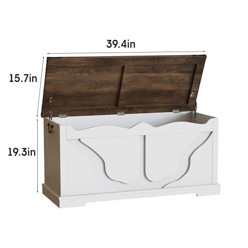 White 39.4'' Storage Chest with 2 Safety Hinges W344