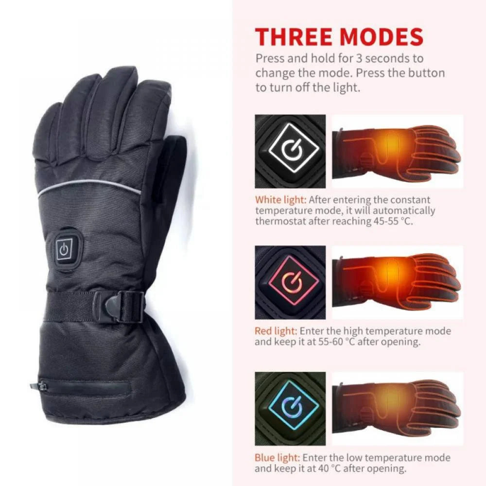 Electric Battery Heated Gloves, Waterproof Touchscreen, 3 Heating Mode Winter Warm Gloves W450974