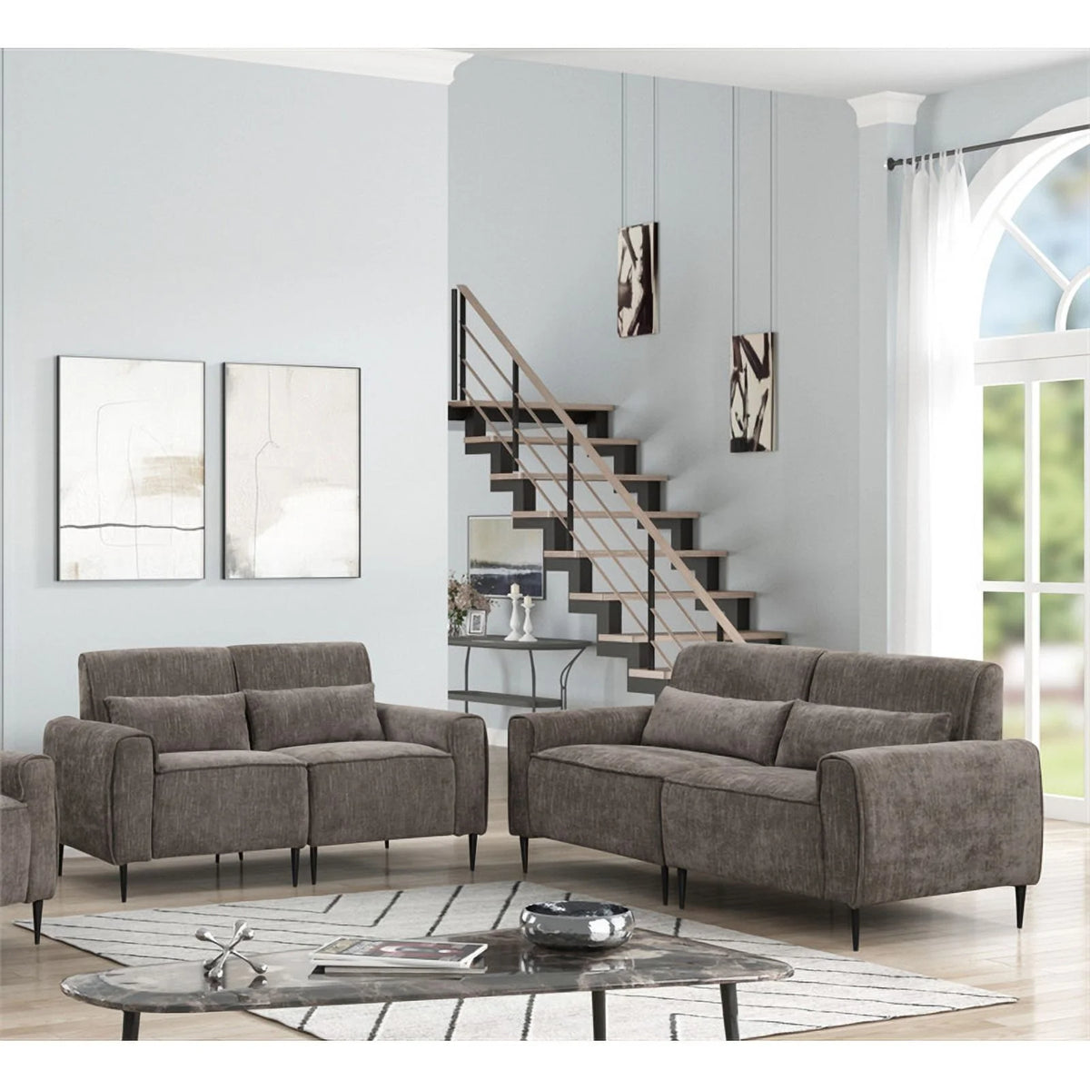 Gray Chenille Sofa Loveseat Z81182