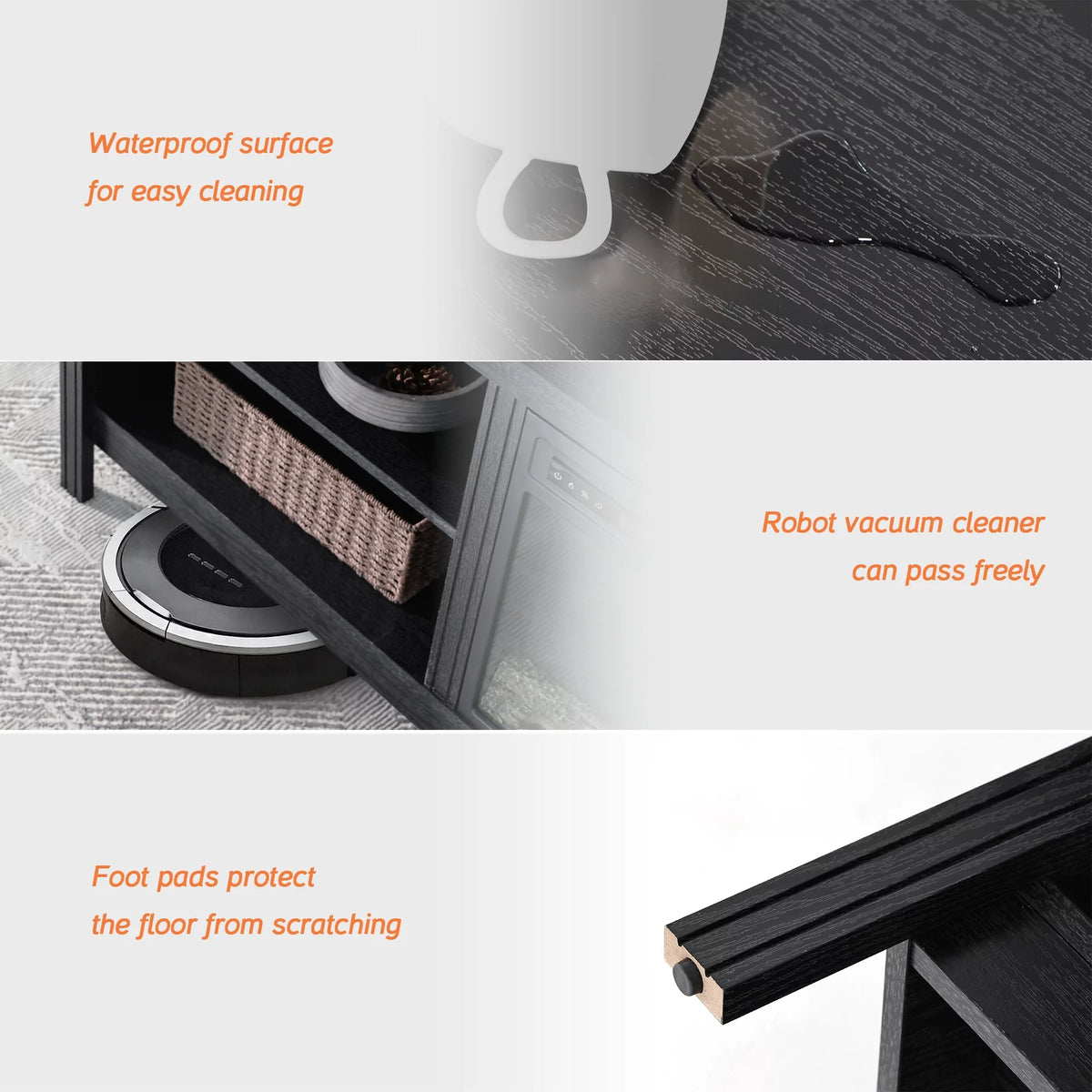 Black 70 inch Fireplace TV Stand P956090