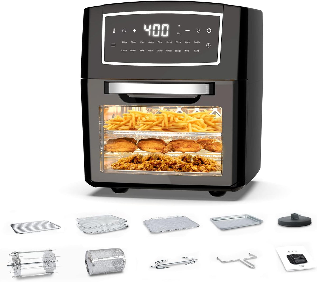 18 in 1 Convection Air Fryer Toaster Oven, 12L, 1500w, Black F64031