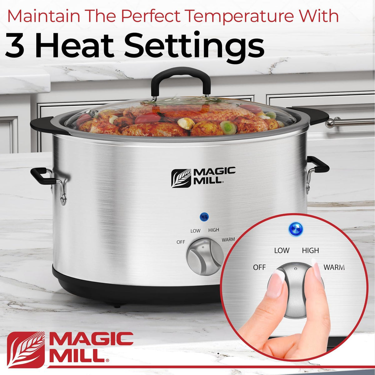 10 Quart Non-Stick Slow Cooker with Tempered Glass Lid F653
