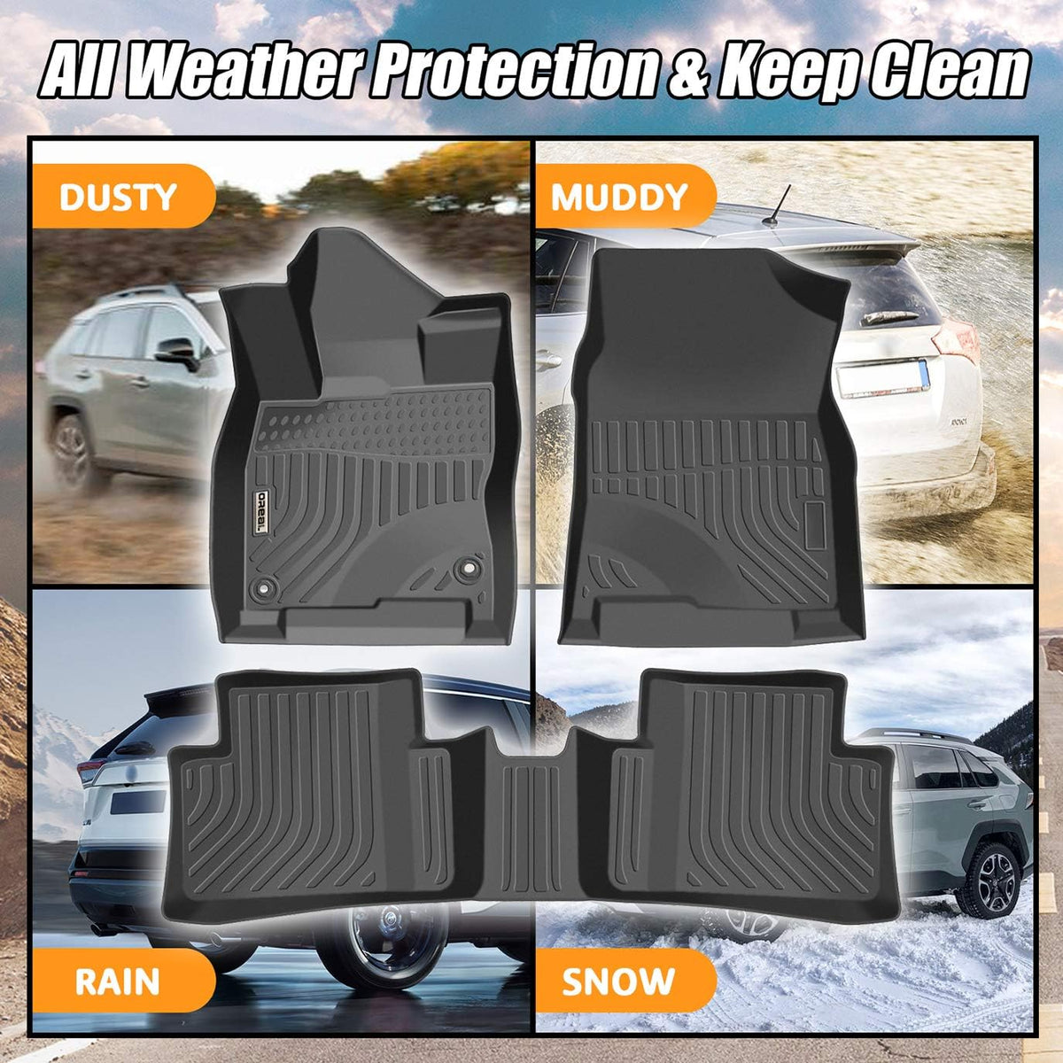 Black Floor Mats Liners for Honda Civic Sedan 2016-2021 C41419