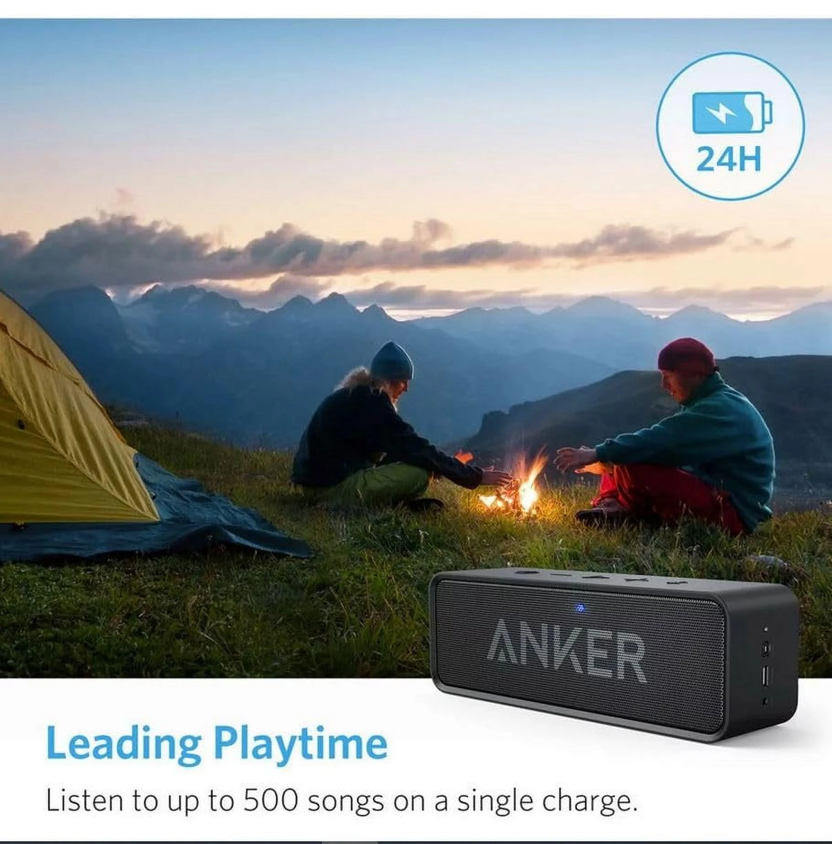 Black Portable Bluetooth Speaker Waterproof 24H Playtime E144061