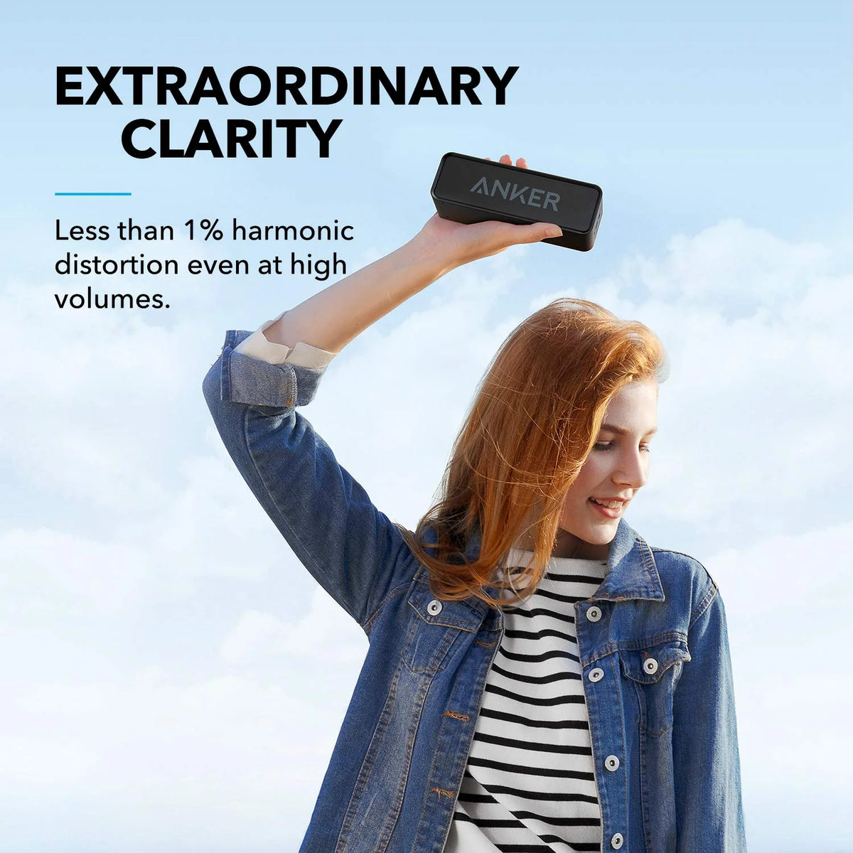 Black Portable Bluetooth Speaker Waterproof 24H Playtime E144061