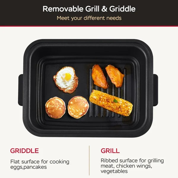 7-in-1 Indoor Grill with Non-Stick Plate and Air Fryer Basket Q113650
