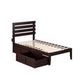 Espresso Wood Twin Bed with 2 Drawers U6636