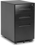 Black 3 Drawer Mobile File Cabinet with Wheels T740101