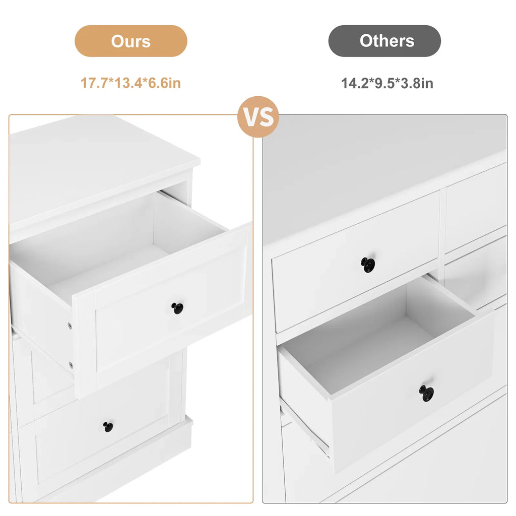 White 6 Drawer Wood Dresser Q197