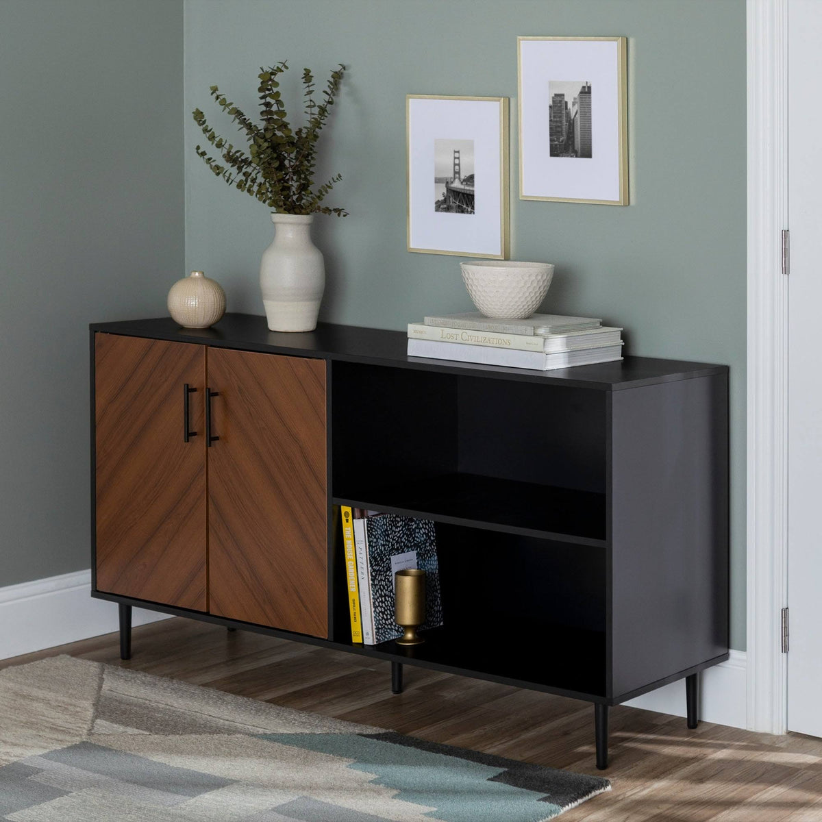 White / Ash Brown TV Console E1857
