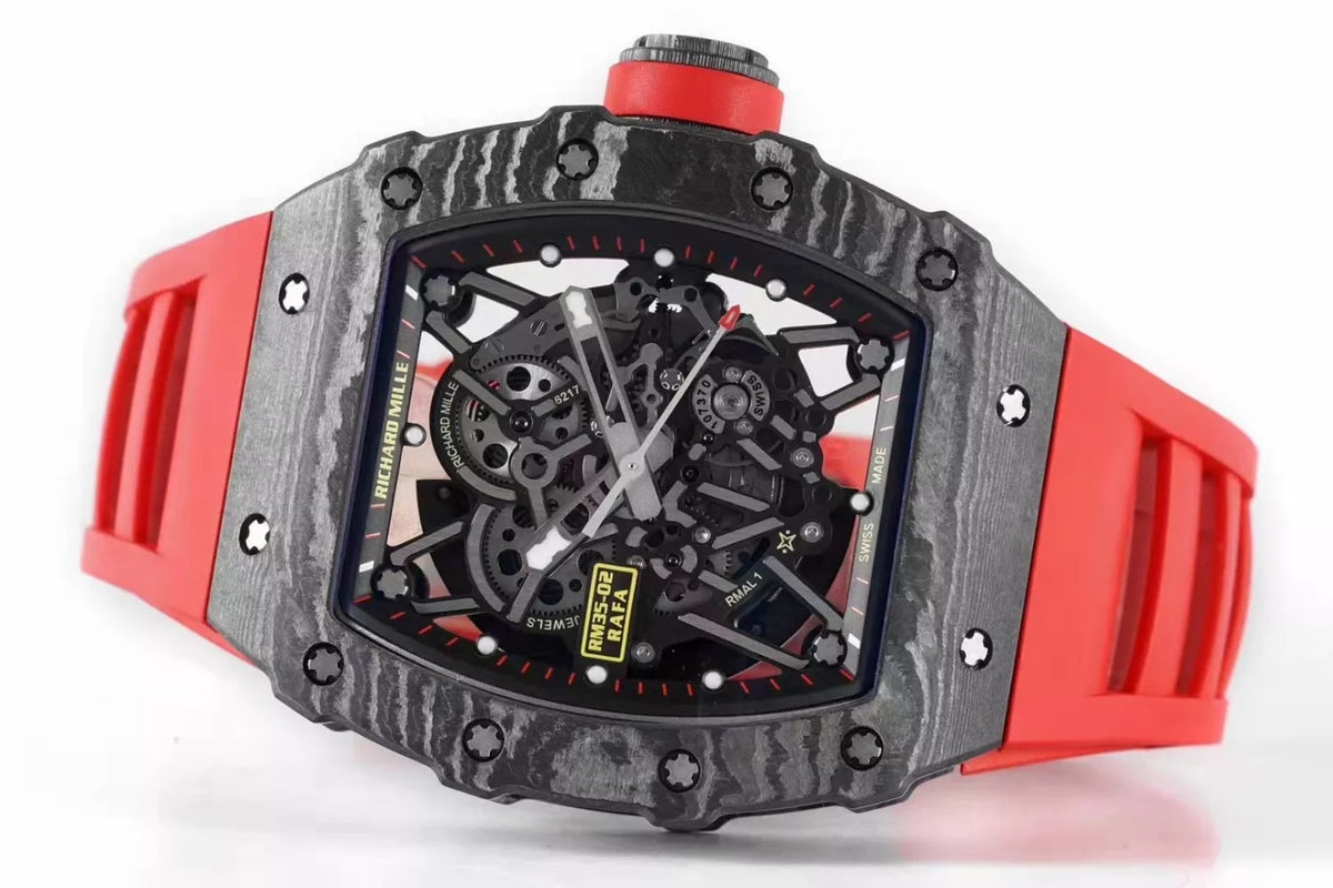 Black Bezel Red Markers Red Rubber Strap Q459