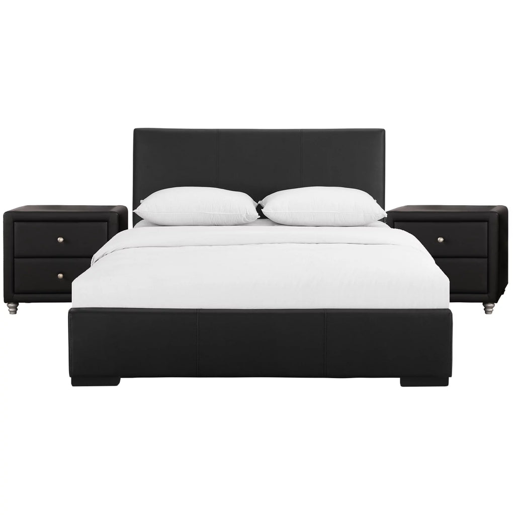 Black Queen Upholstered Platform Bedroom Set J774