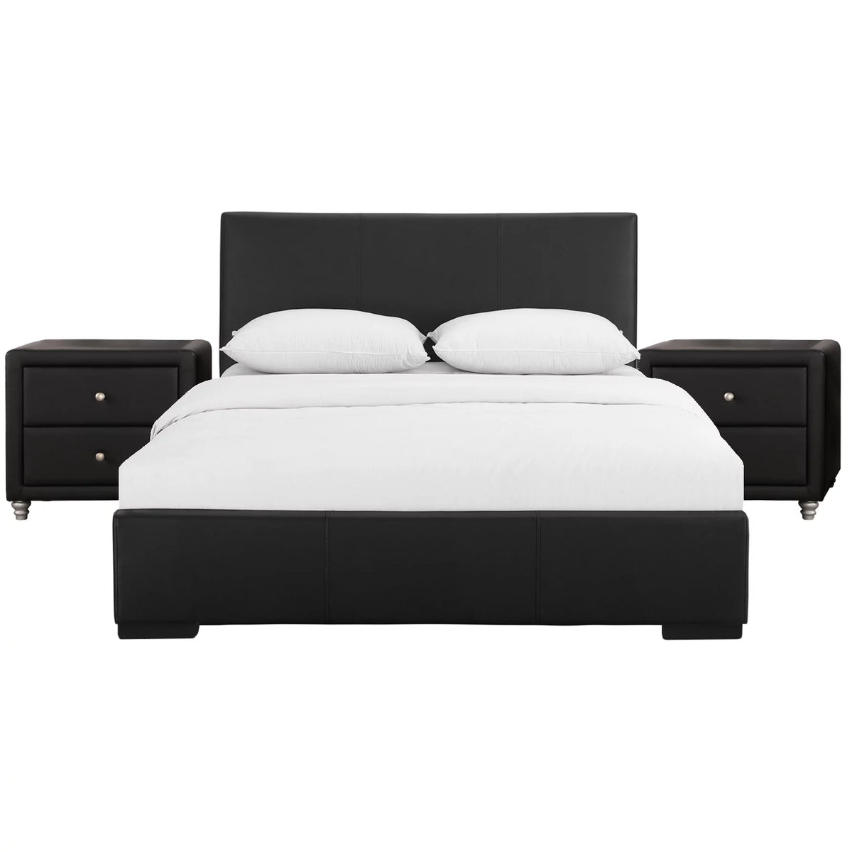 Black Queen Upholstered Platform Bedroom Set J774
