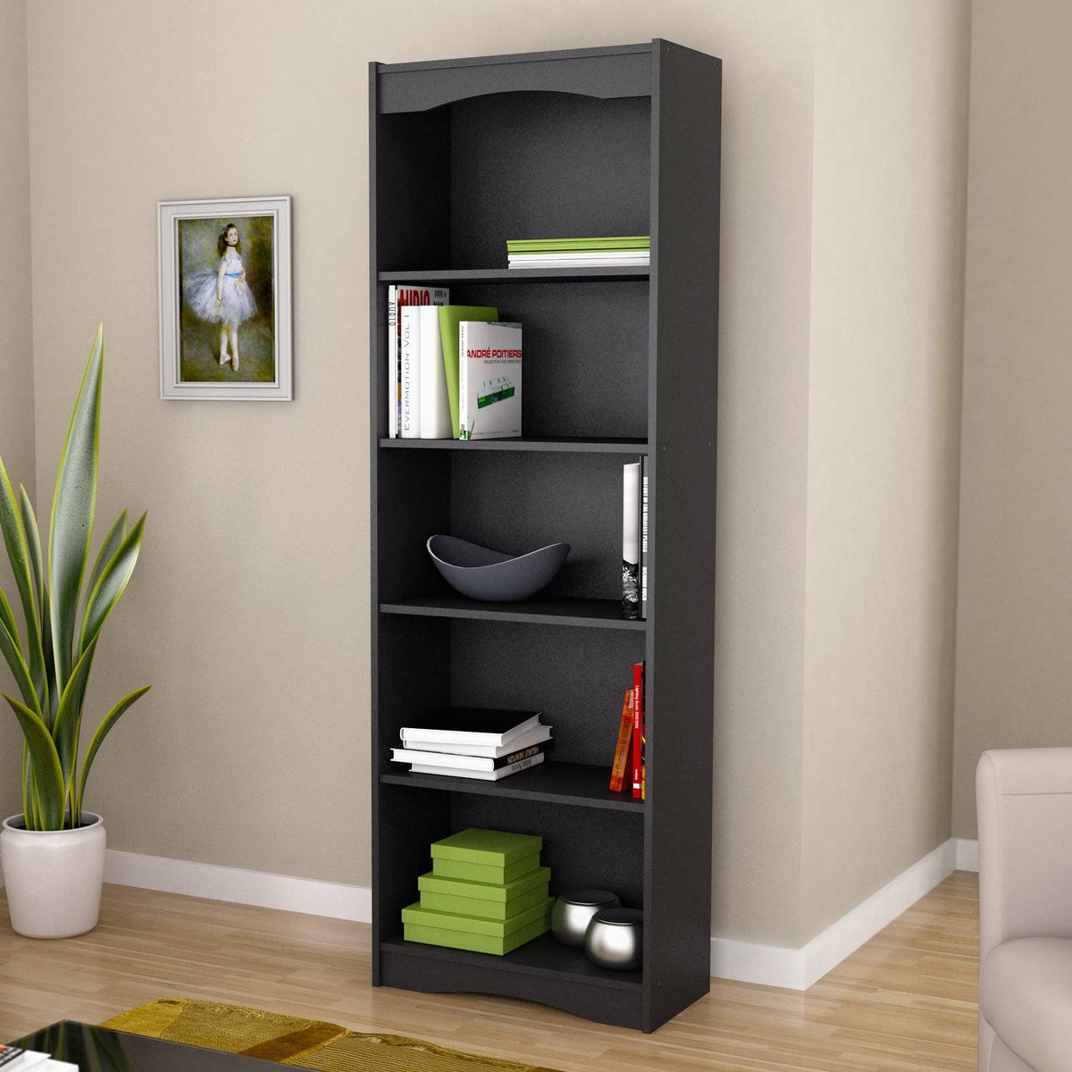 Midnight Black 72-Inch Tall Bookcase I3277