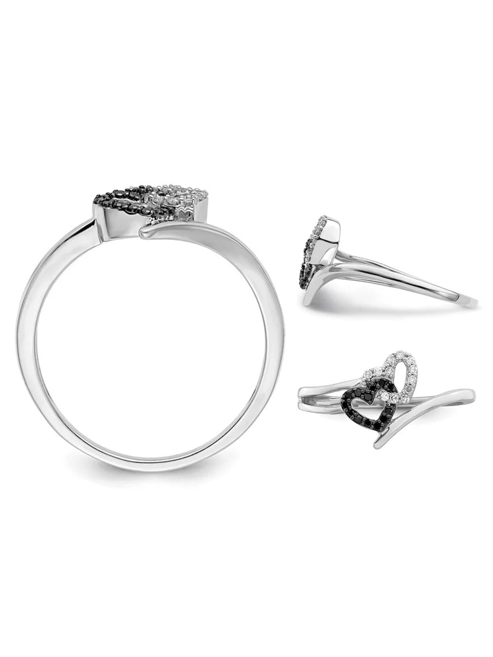 Black & White Diamond Accent Heart Promise Ring in Sterling Silver I167