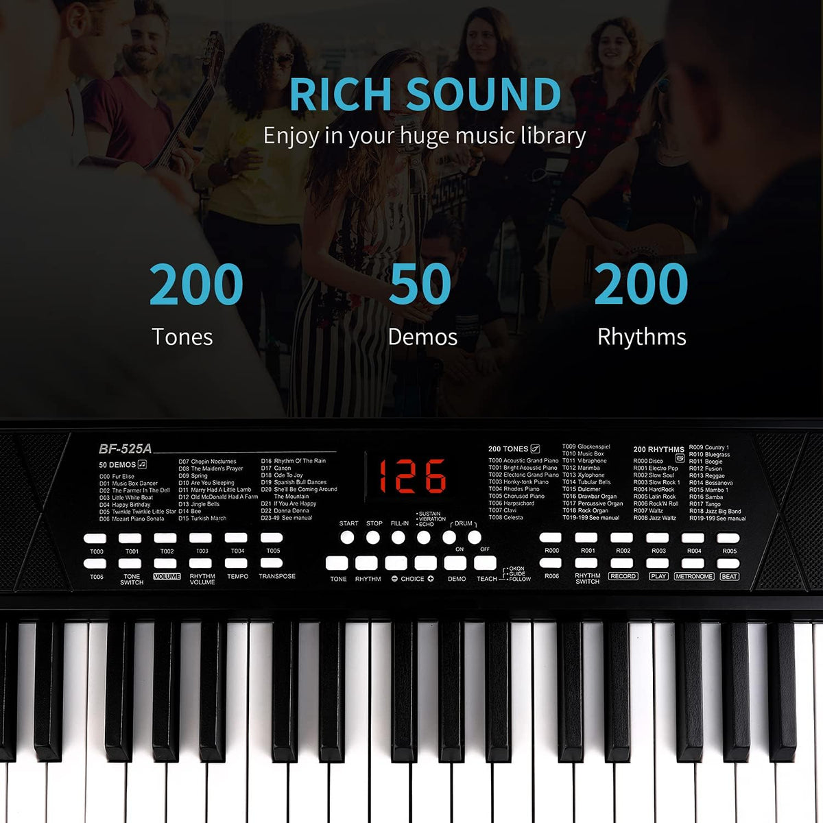 Black Pack of 2 Portable Electronic Piano Keyboard R260