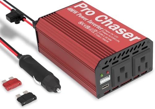 400W Vehicle Power Inverter, 12V DC to 110V AC, Dual AC Outlets, USB-A & USB-C Ports Z426