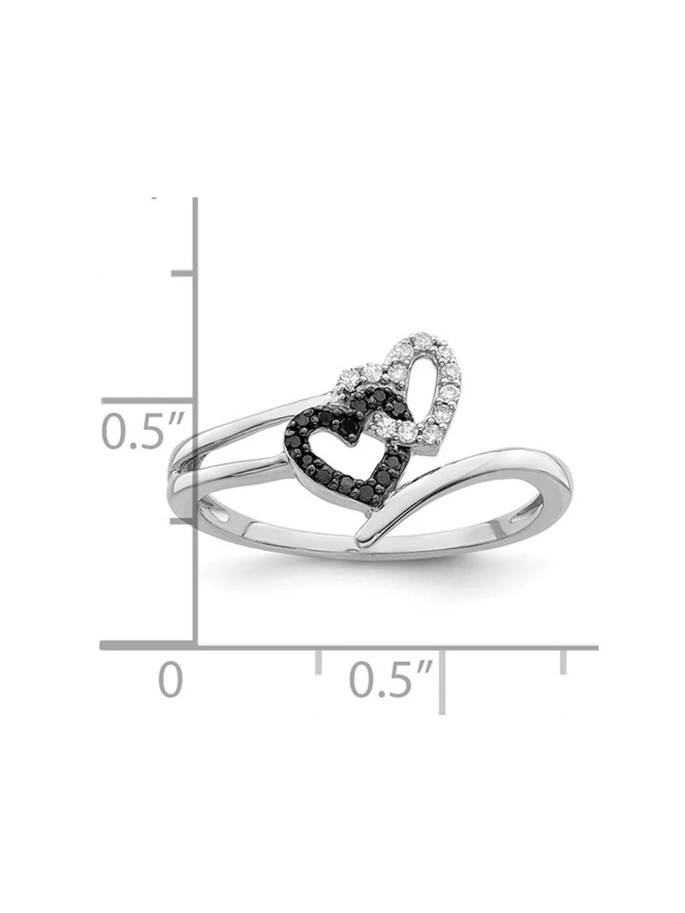 Black & White Diamond Accent Heart Promise Ring in Sterling Silver I167