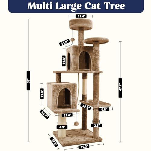 Brown 58 Inch Cat Tree Cat Condo with Scratching Post X20195