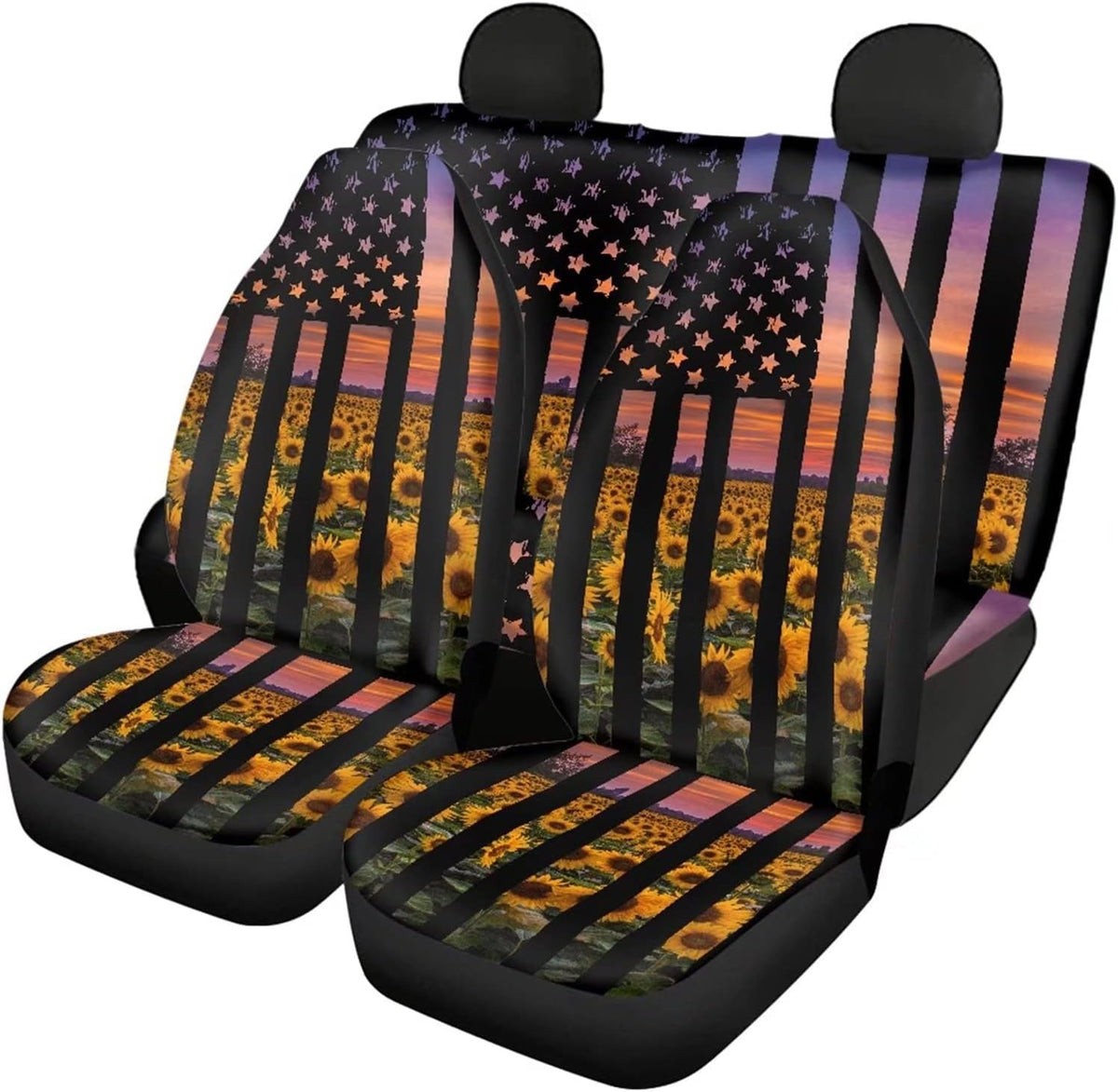 Blue Butterfly Floral Moon Pattern Car Seat Covers Pack of 2 G187275