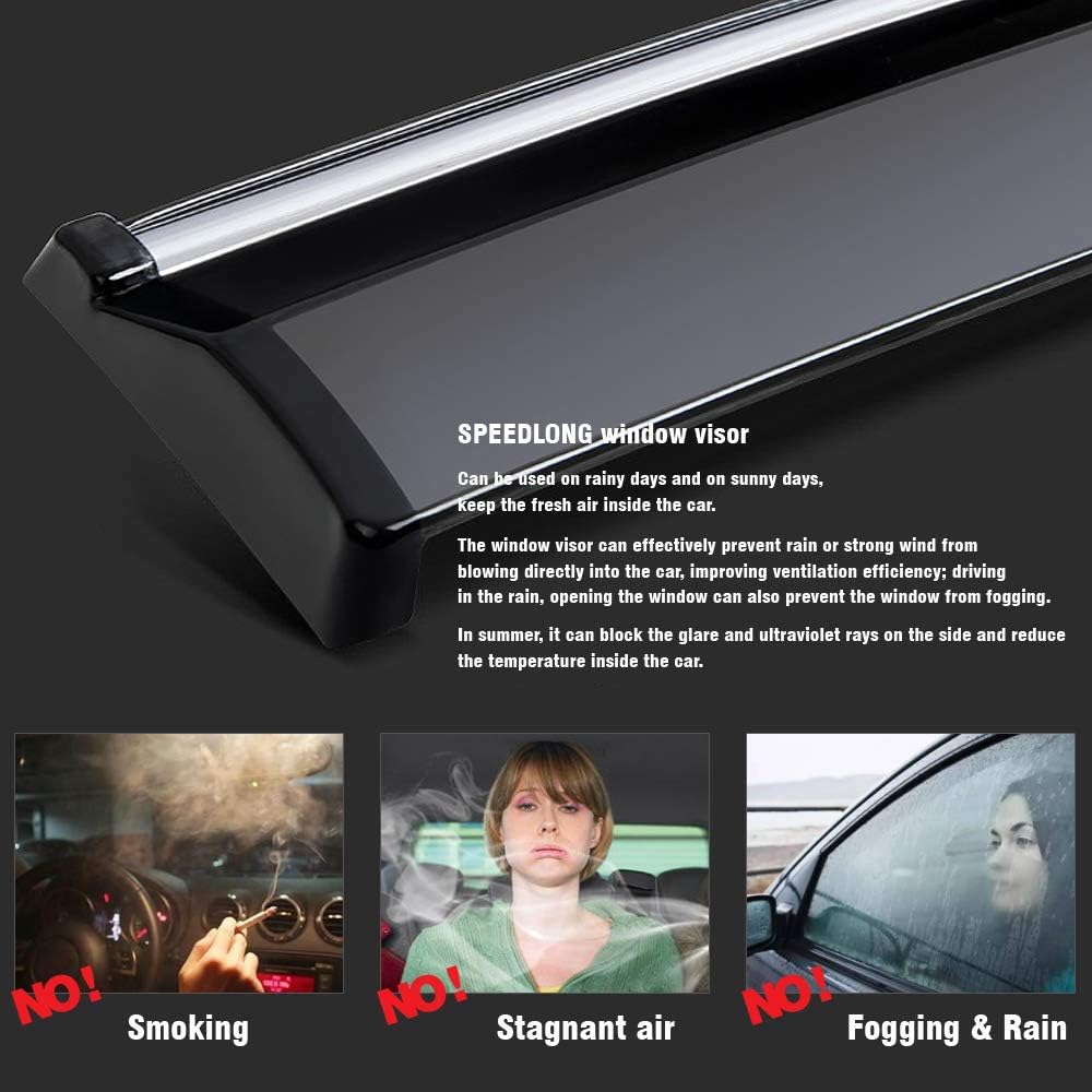 Car Window Visor Vent Shade Deflector Sun Rain Guards H75187