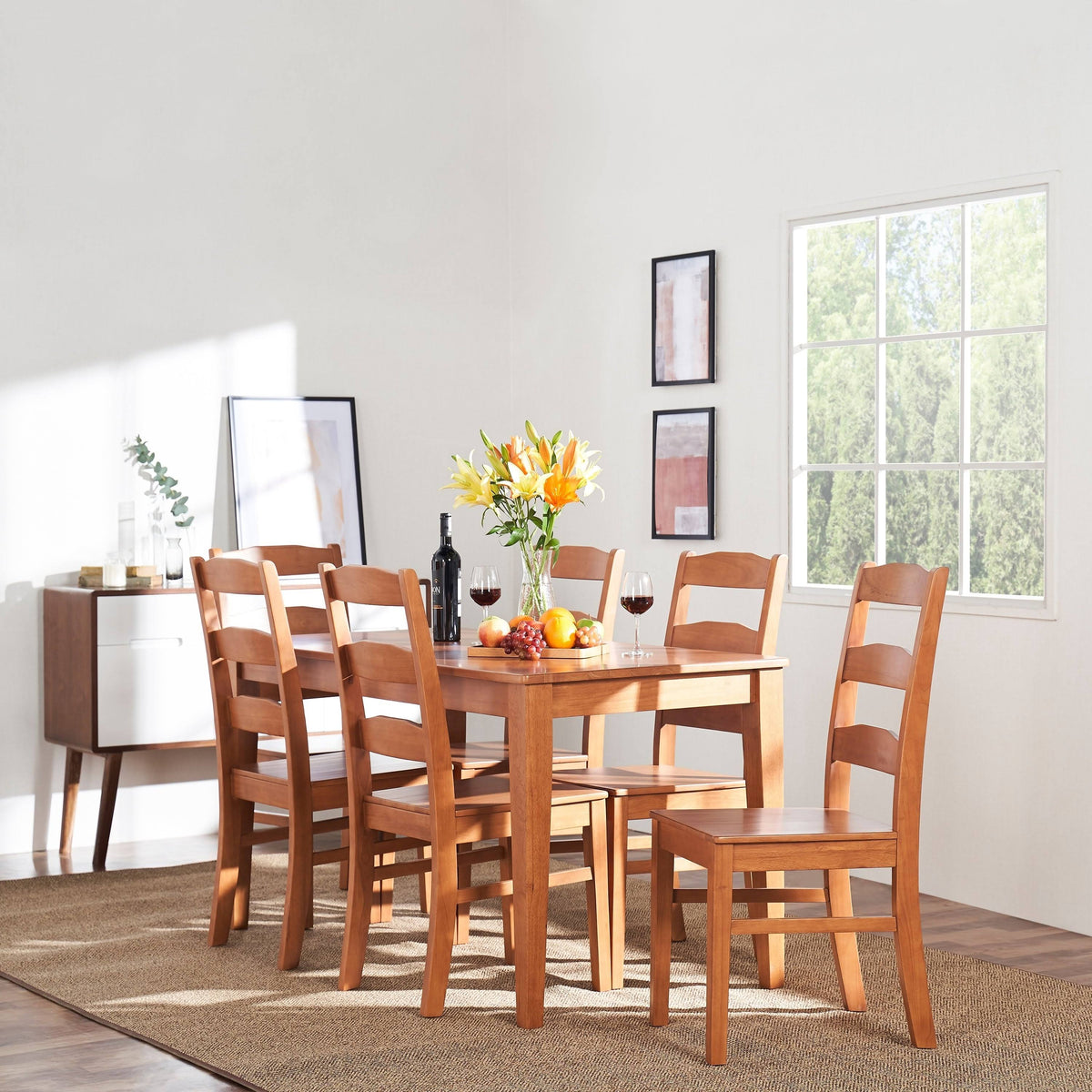 7-Piece Wood Ladderback Chair Dining Set W57213