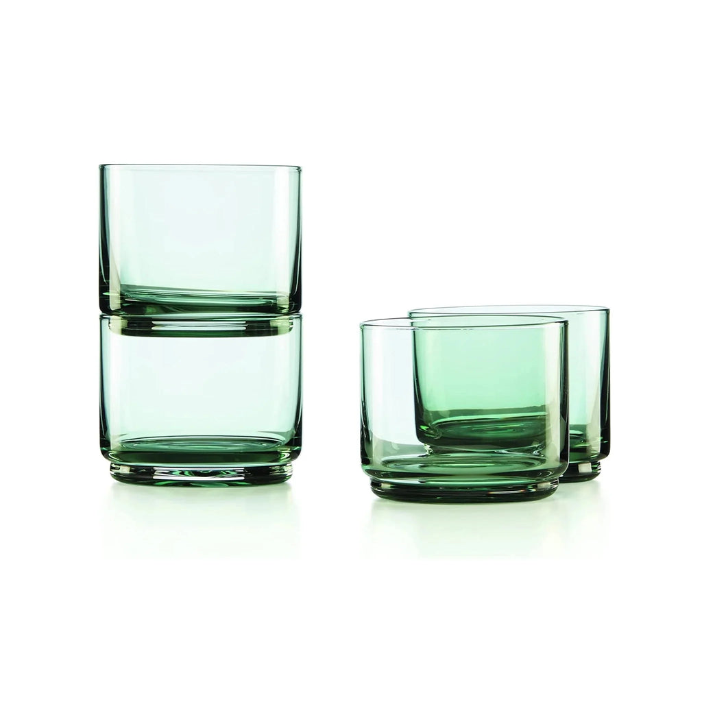 Green 9 oz Stackable Short Glasses Set of 4 V163