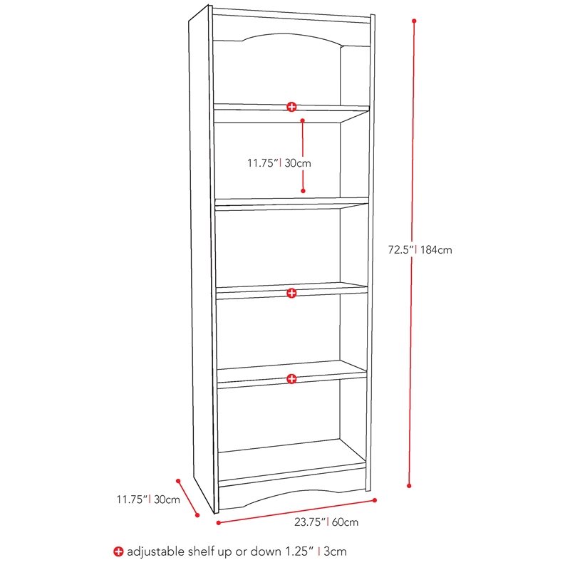 Midnight Black 72-Inch Tall Bookcase I3277