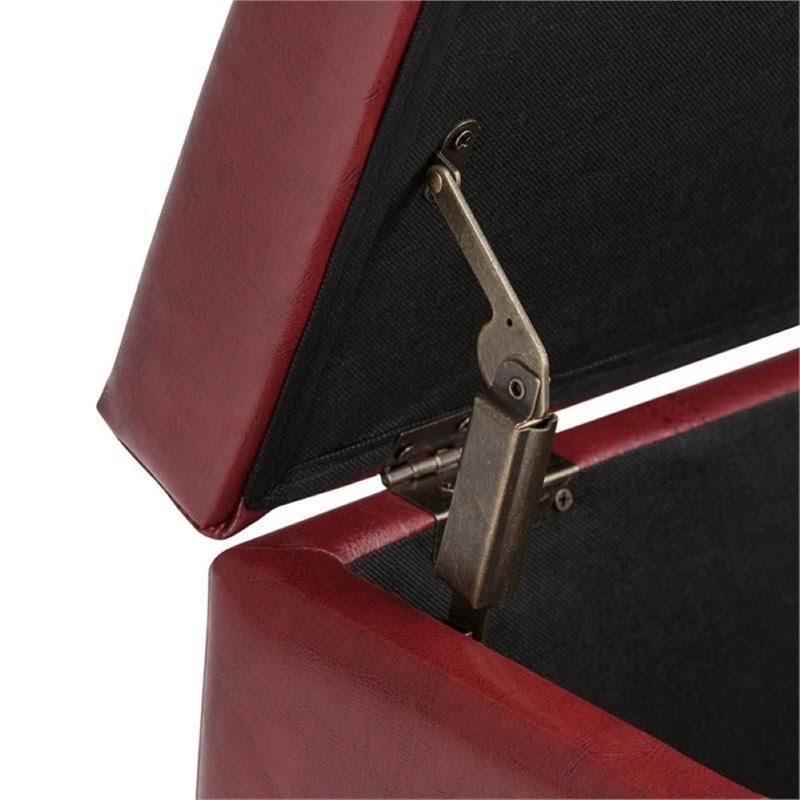Faux Leather Storage Bench in Radicchio Red I42960